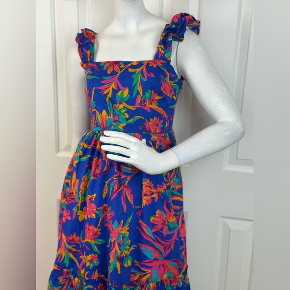 J. Crew Vibrant Floral Midi Dress With Side Pockets Size 00 - Picture 7 of 17